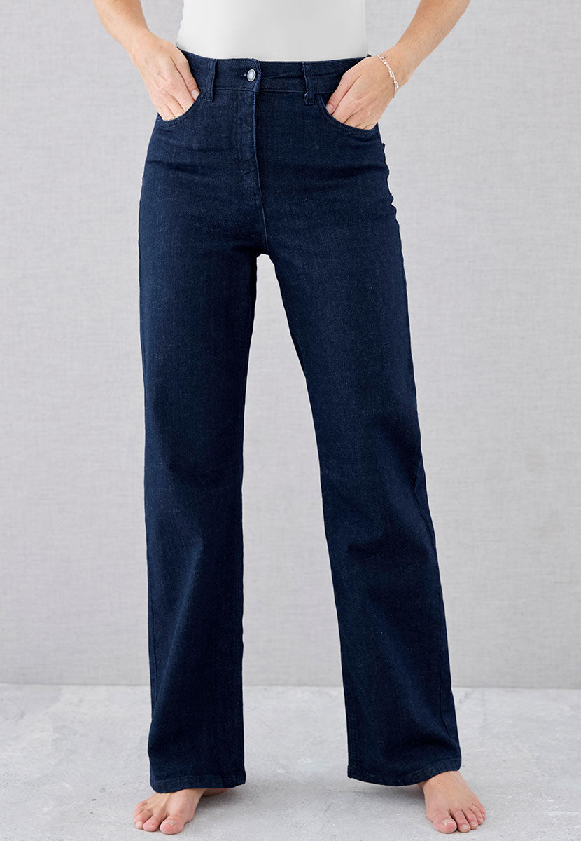 Elodie Wide Leg Jean - Dark Denim