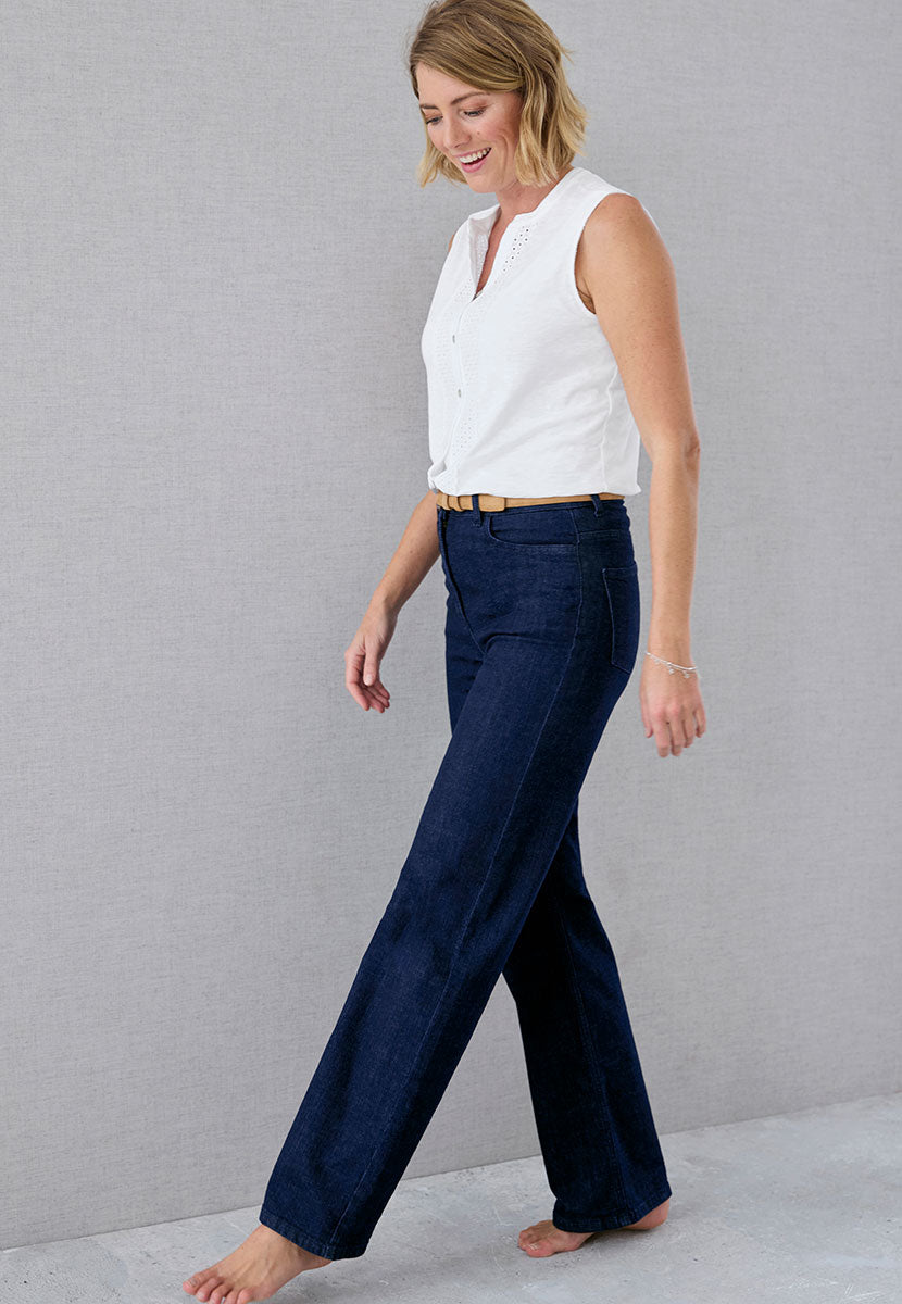 Elodie Wide Leg Jean - Dark Denim