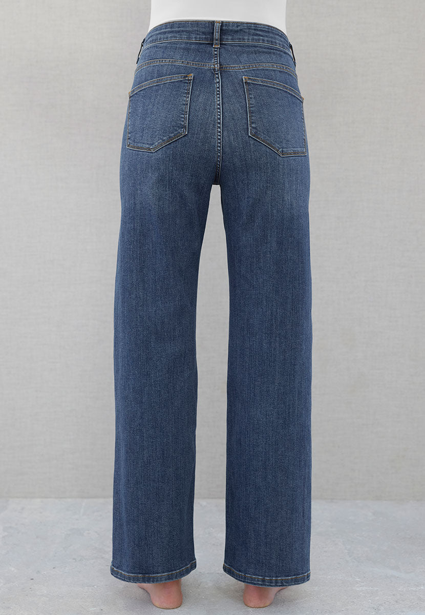 Elodie Wide Leg Jean - Mid Denim