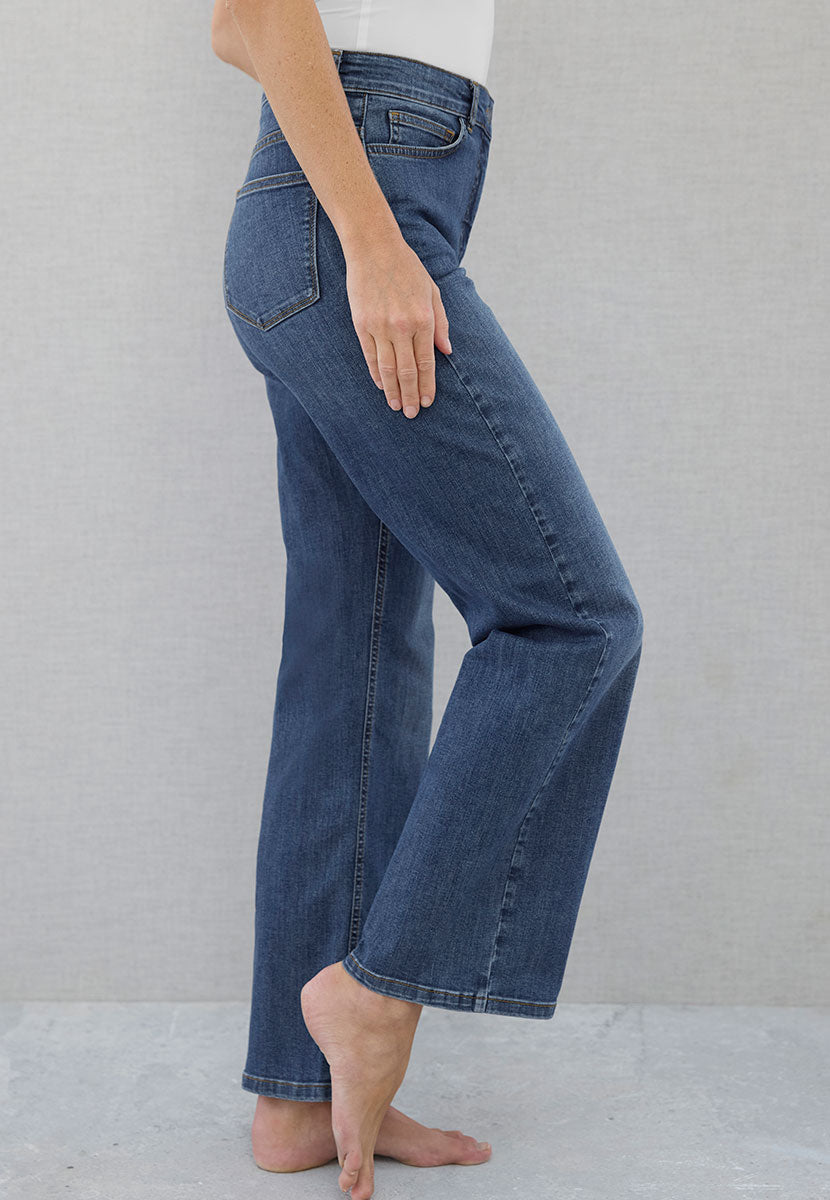 Elodie Wide Leg Jean - Mid Denim