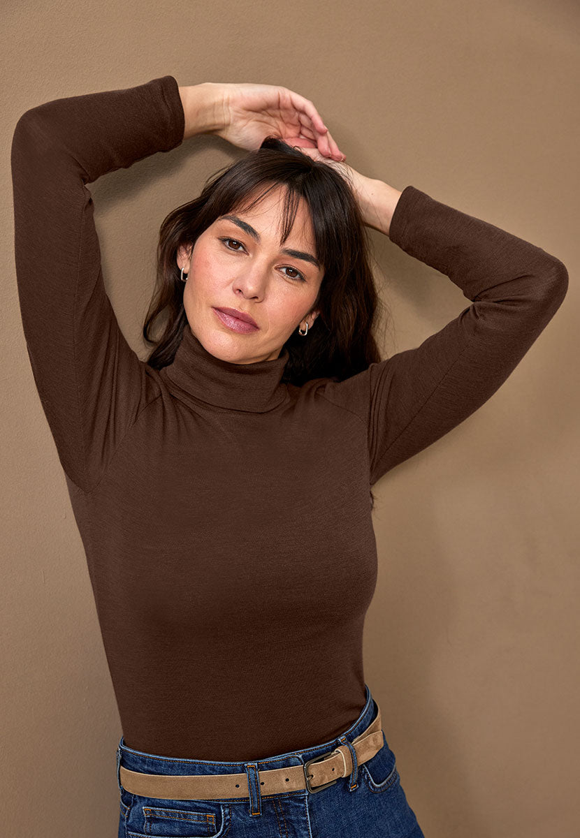 Eloise Merino Top Praline Front View