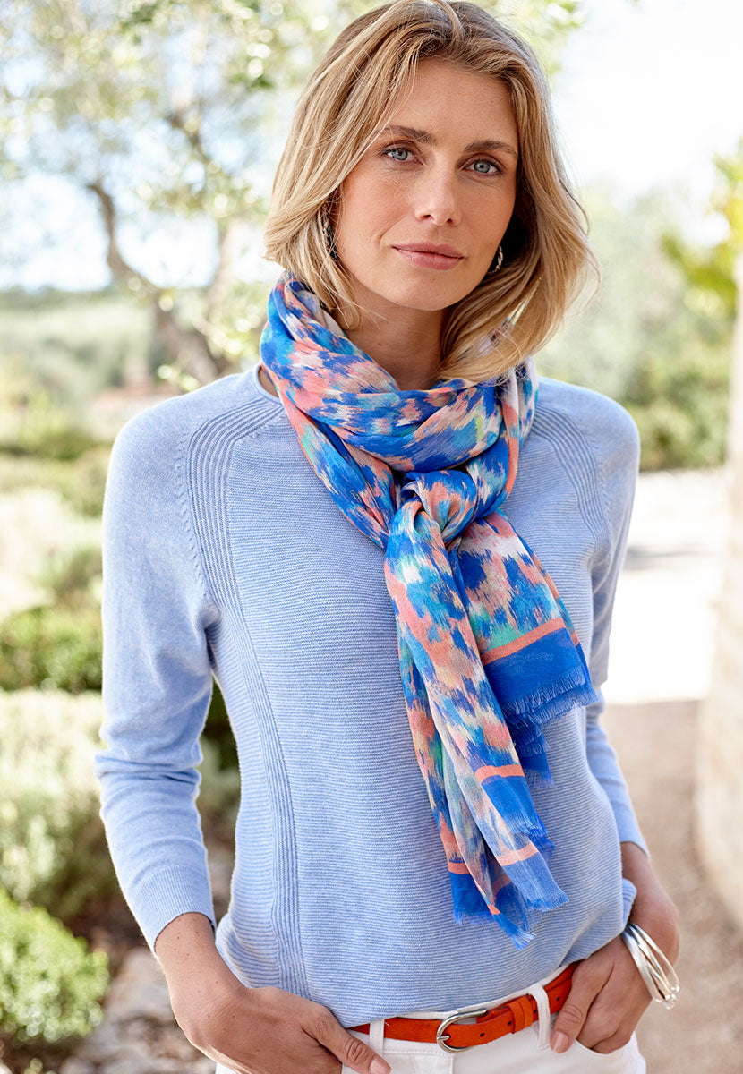 Eloise Pure Cotton Long Sleeve Jumper - Soft Blue