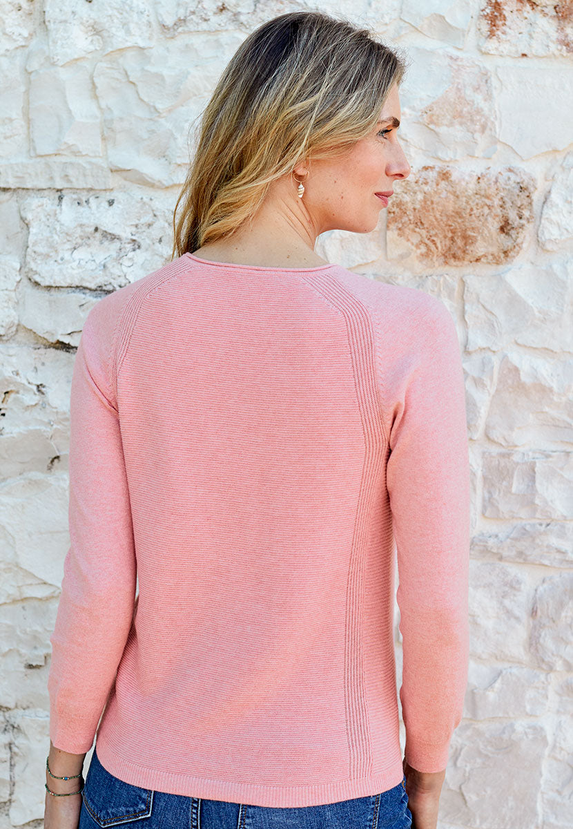 Eloise Pure Cotton Long Sleeve Jumper - Soft Dianthus