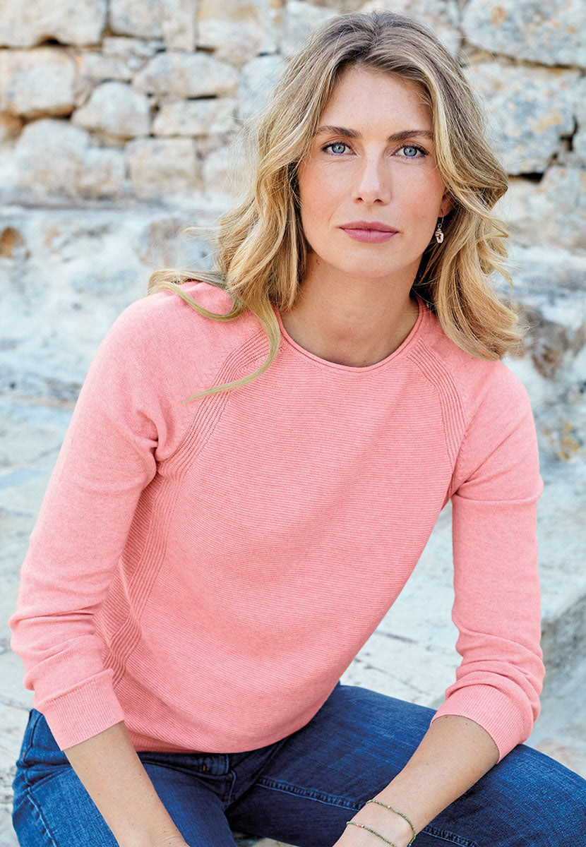 Eloise Pure Cotton Long Sleeve Jumper - Soft Dianthus