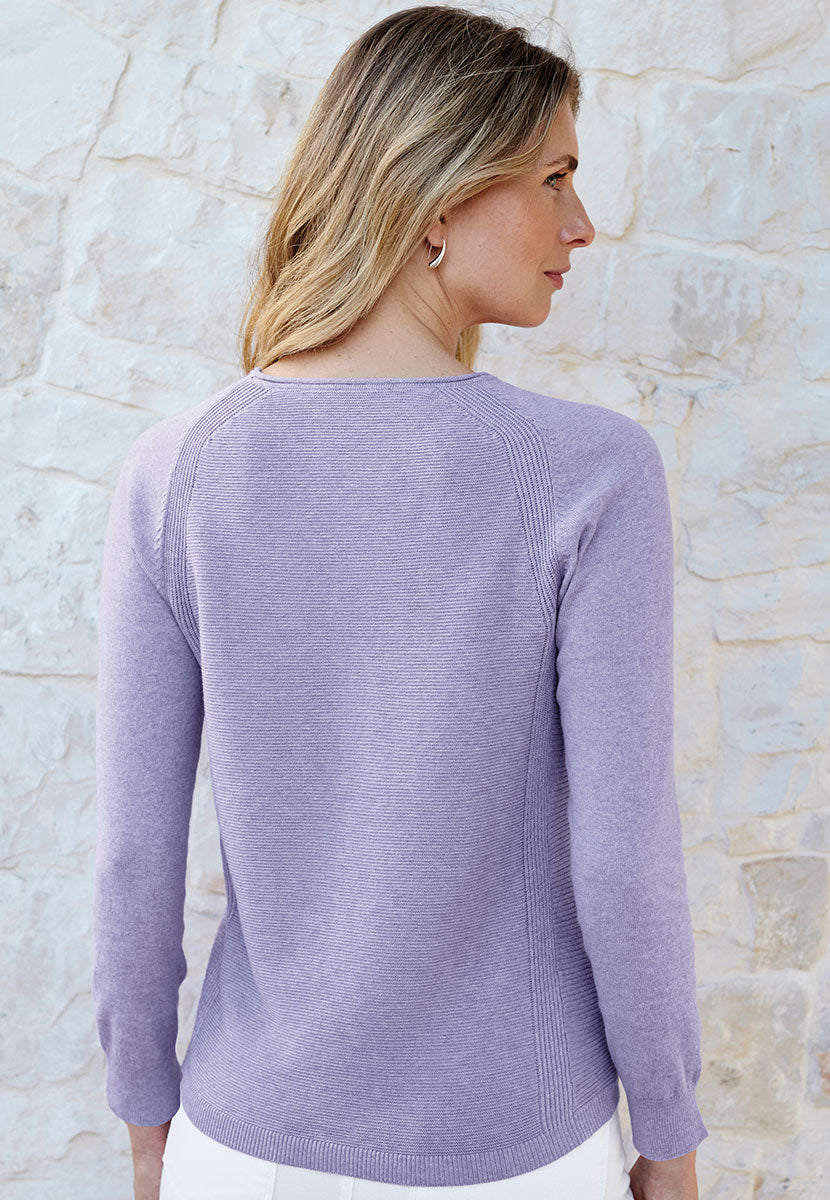 Eloise Pure Cotton Long Sleeve Jumper - Wisteria
