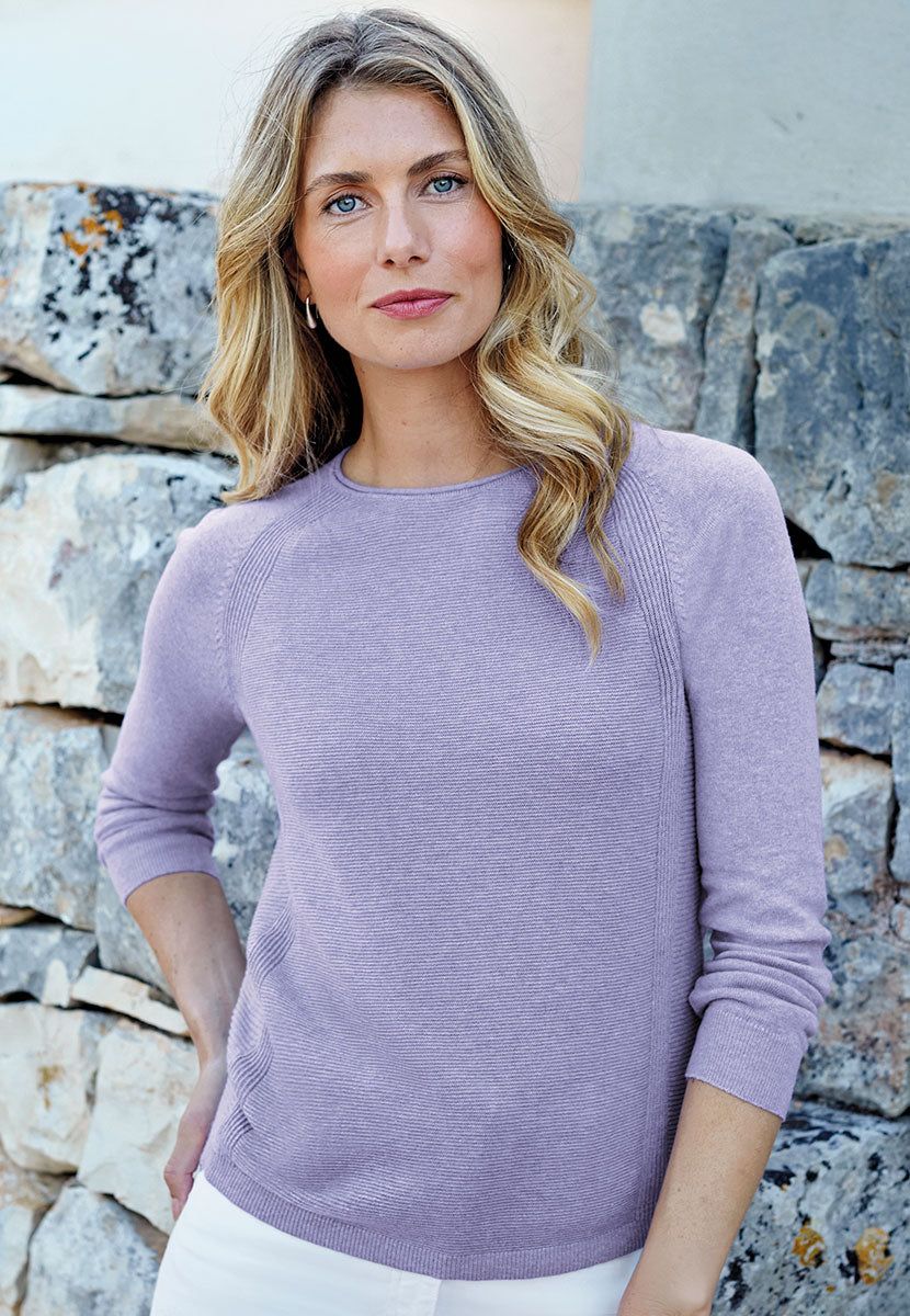 Eloise Pure Cotton Long Sleeve Jumper - Wisteria