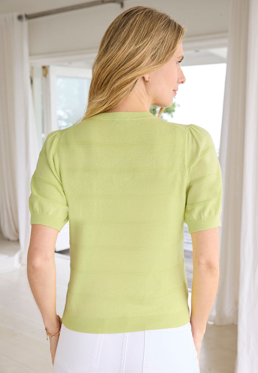 Elsie Short Sleeve Cardigan - Limeade