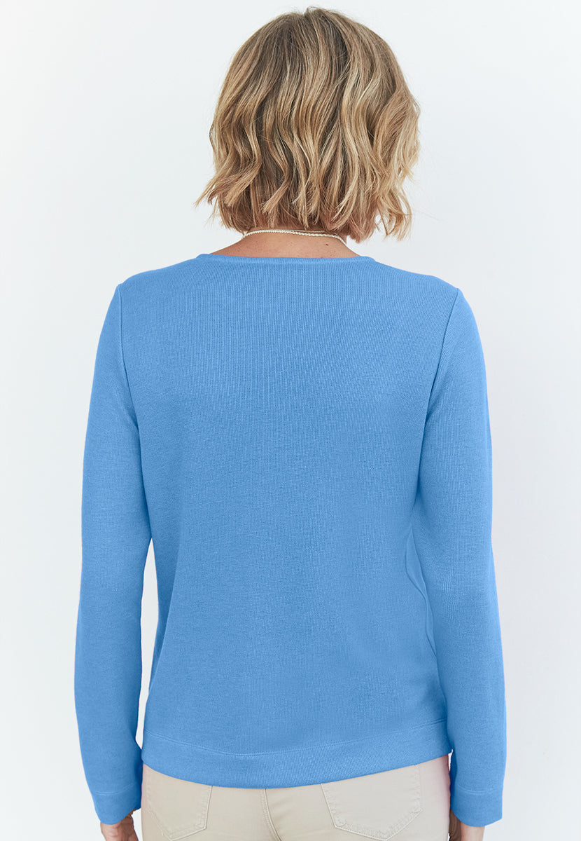 Erica Long Sleeve Knitted Top - Daisy Blue
