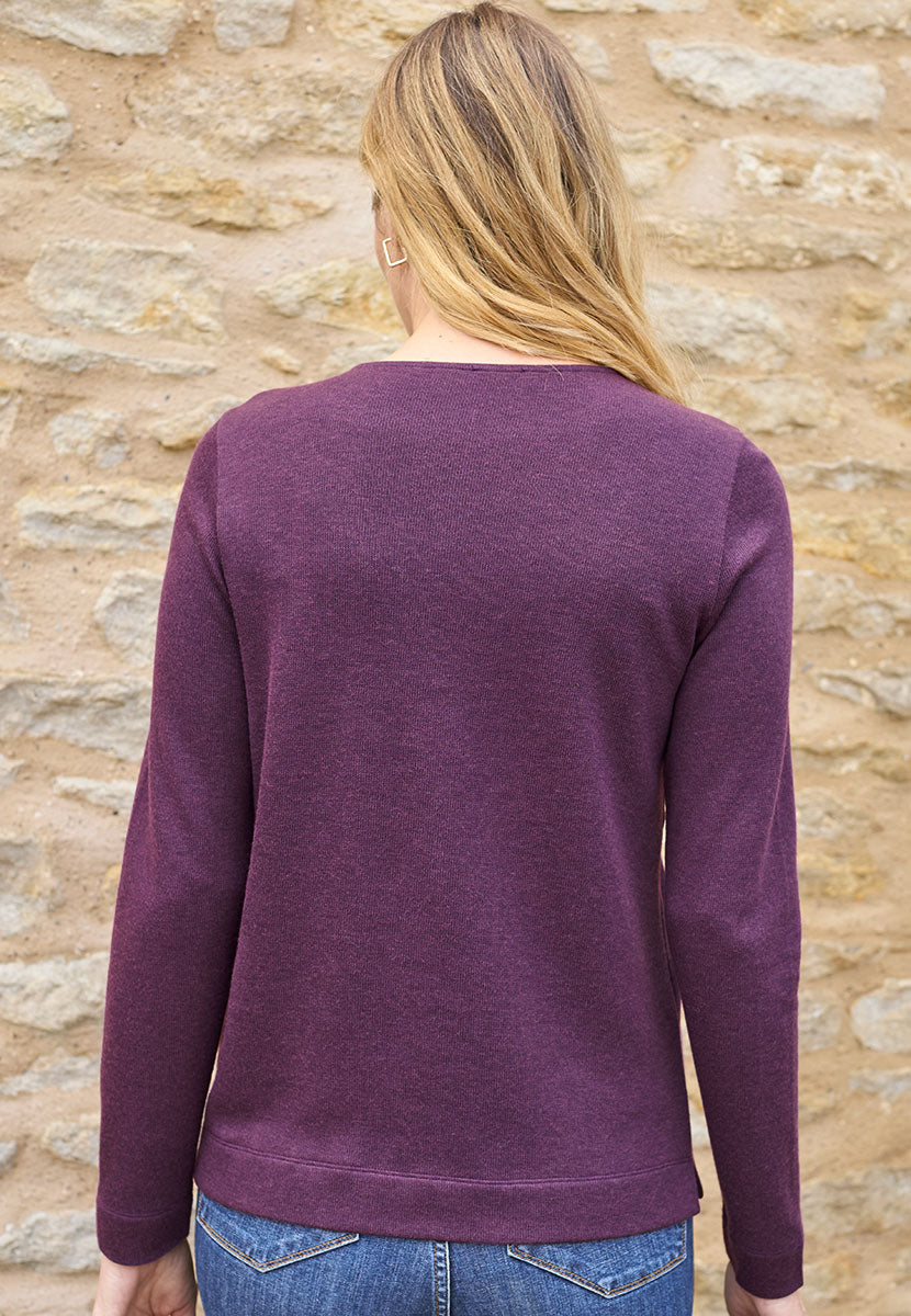 Erica Long Sleeve Knitted Top - Deep Purple
