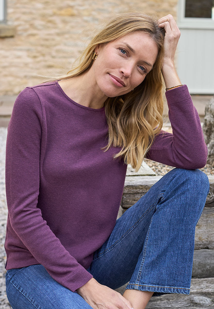 Erica Long Sleeve Knitted Top - Deep Purple