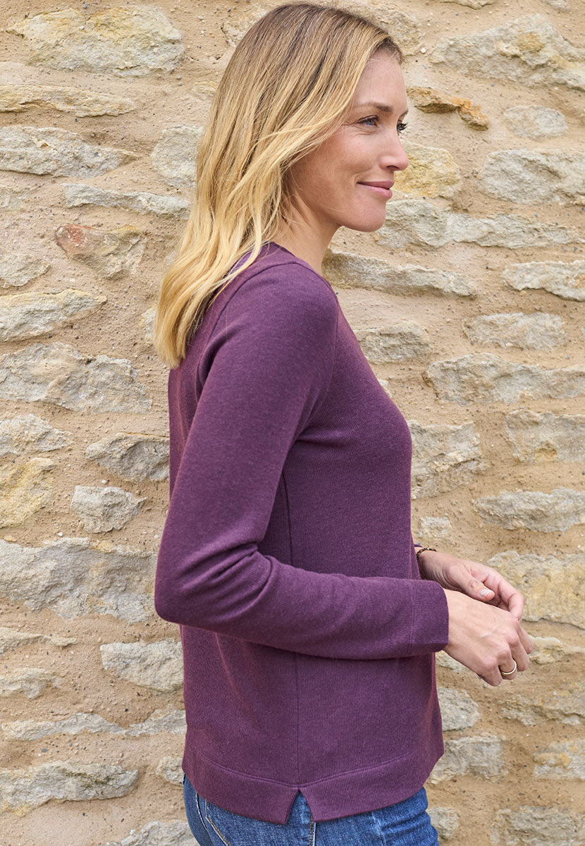 Erica Long Sleeve Knitted Top - Deep Purple
