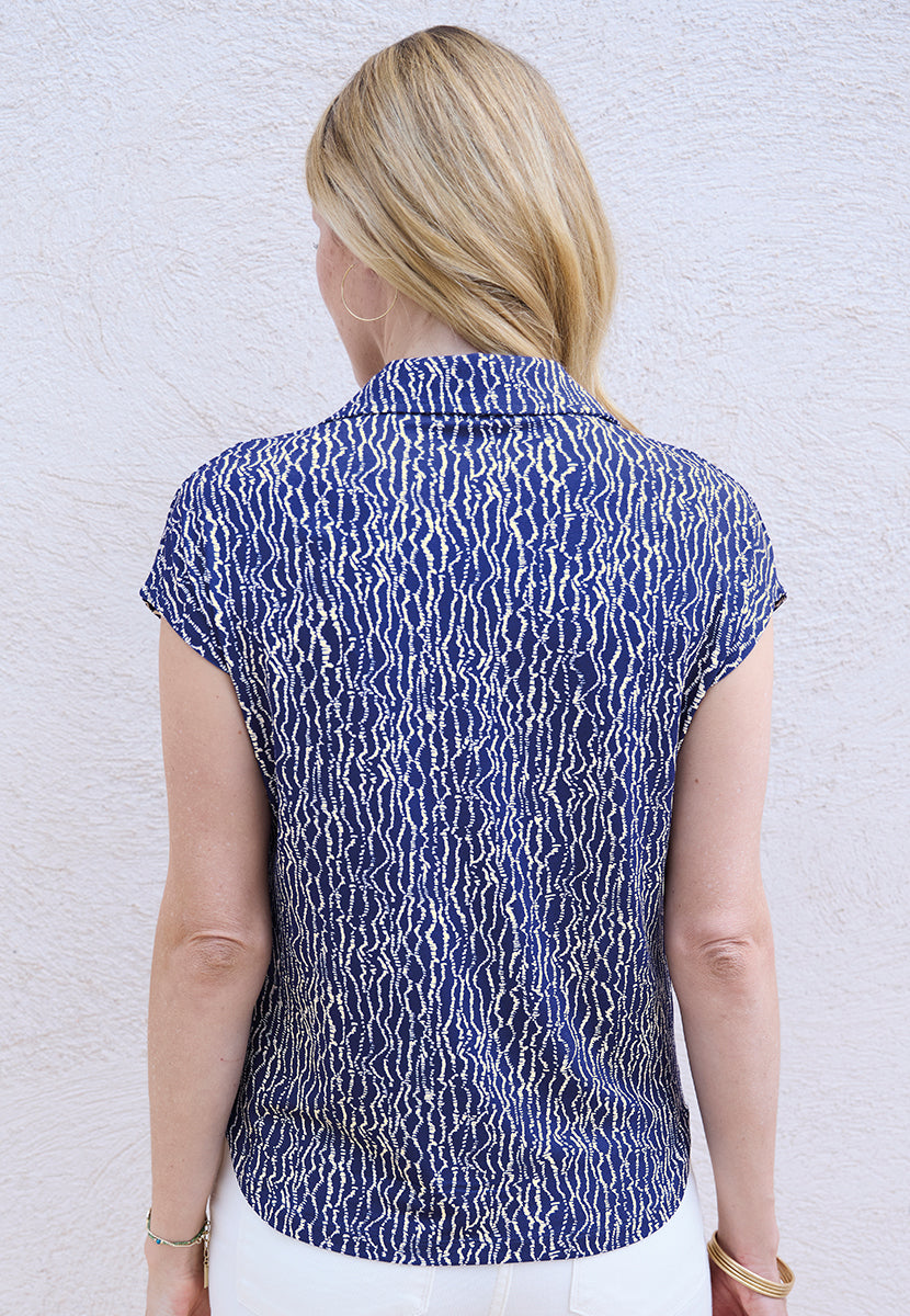 Erin Open Collared Neck Jersey Shirt - Mirmande Print