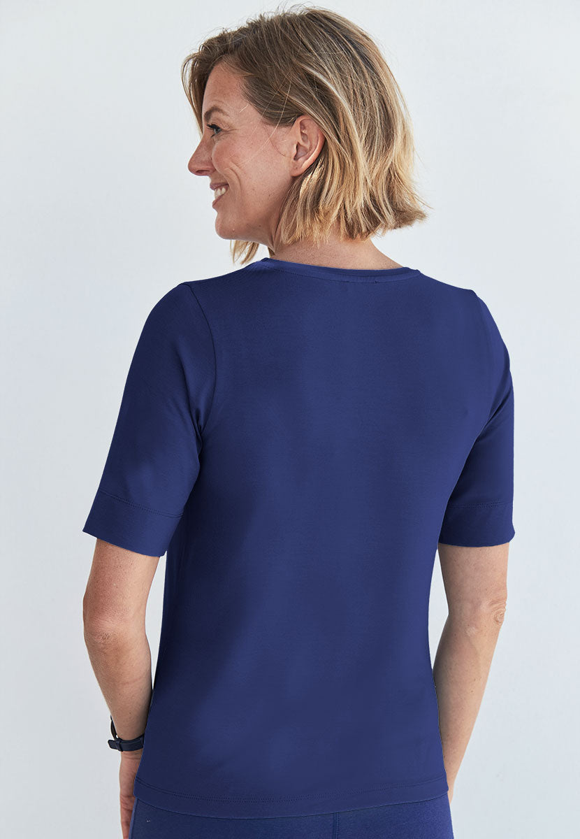 Esther Short Sleeve Bamboo Top - Navy