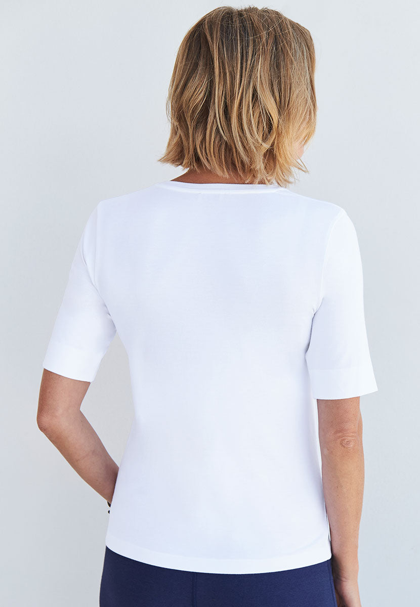 Esther Short Sleeve Bamboo Top - Soft White