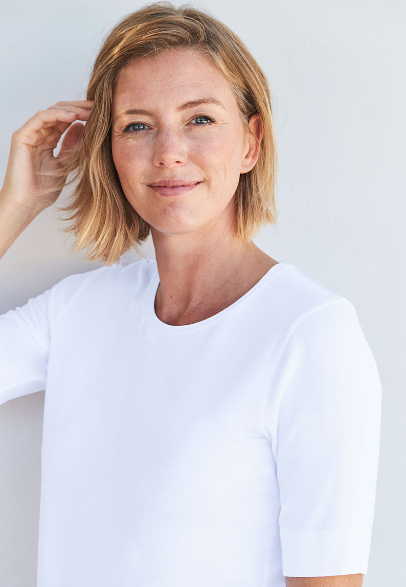 Esther Short Sleeve Bamboo Top - Soft White