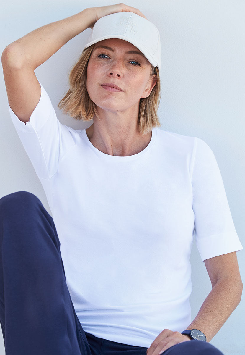 Esther Short Sleeve Bamboo Top - Soft White