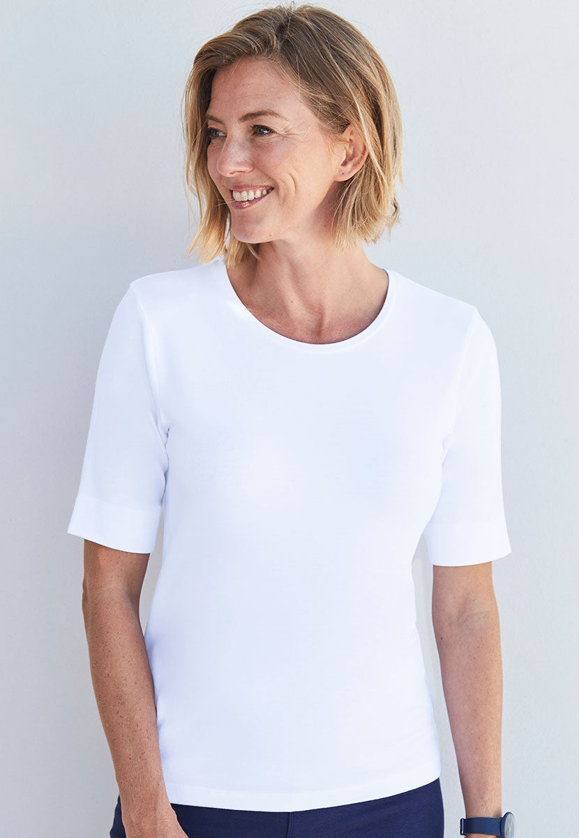 Esther Short Sleeve Bamboo Top - Soft White