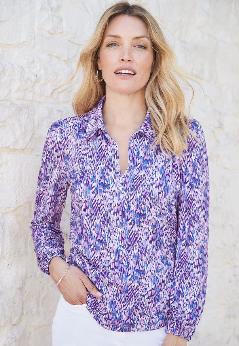 Evangaline Jersey Blouse - Asolo Purple