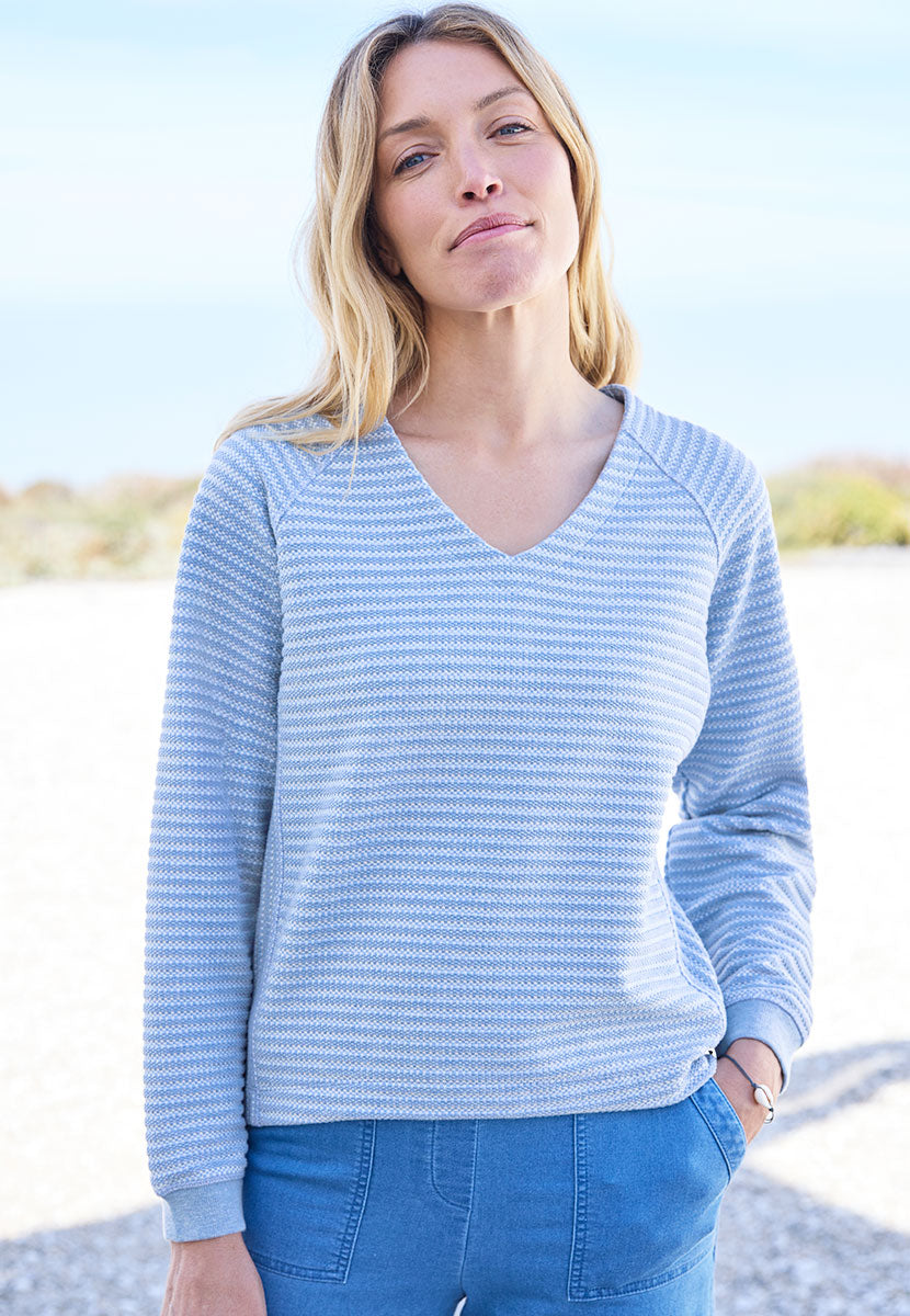 Faith Long Sleeve V-Neck Sweatshirt - Bluebell