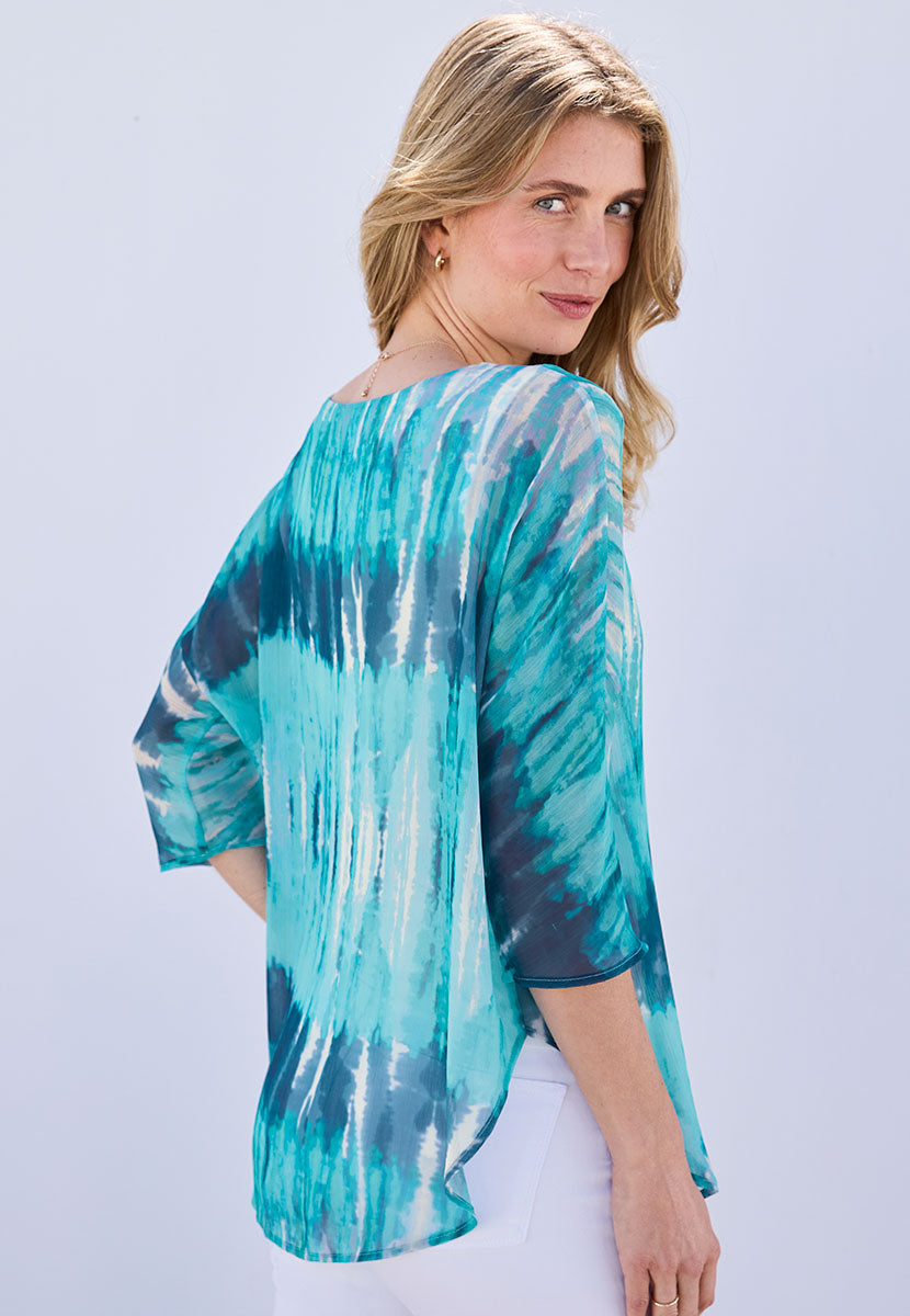 Farrah Fabulously Floaty Blouse - Enna Print  Round Neck Jersey Lining