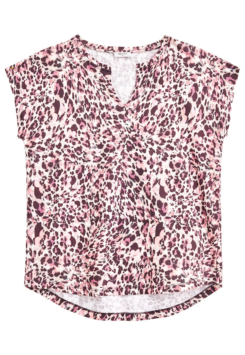 Fern Short Sleeve Cotton Jersey Top - Animal Print