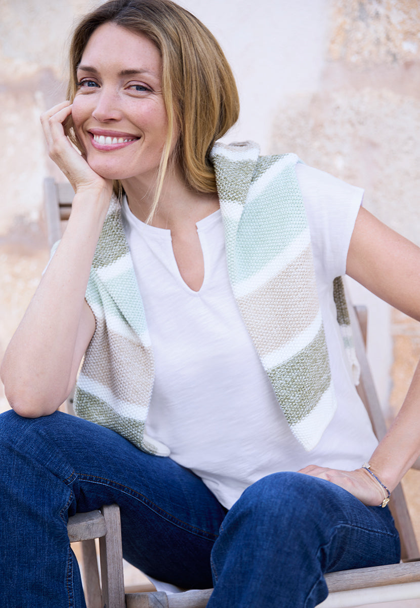 Fern Short Sleeve Cotton Jersey Top - White