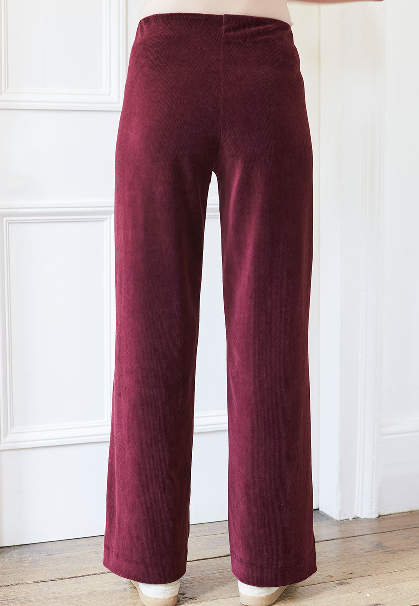 Fiona Cord Velour Trouser Berry Back View