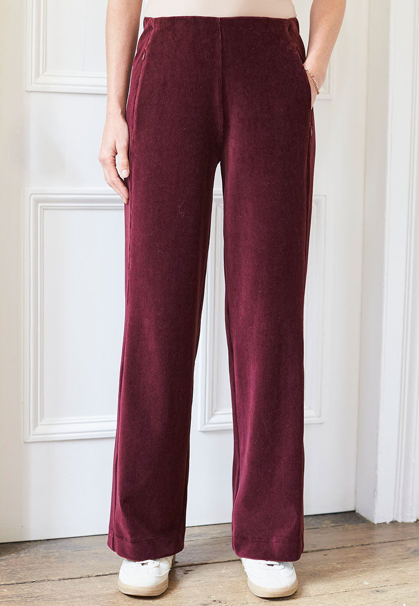 Fiona Cord Velour Trouser Berry Alternative View