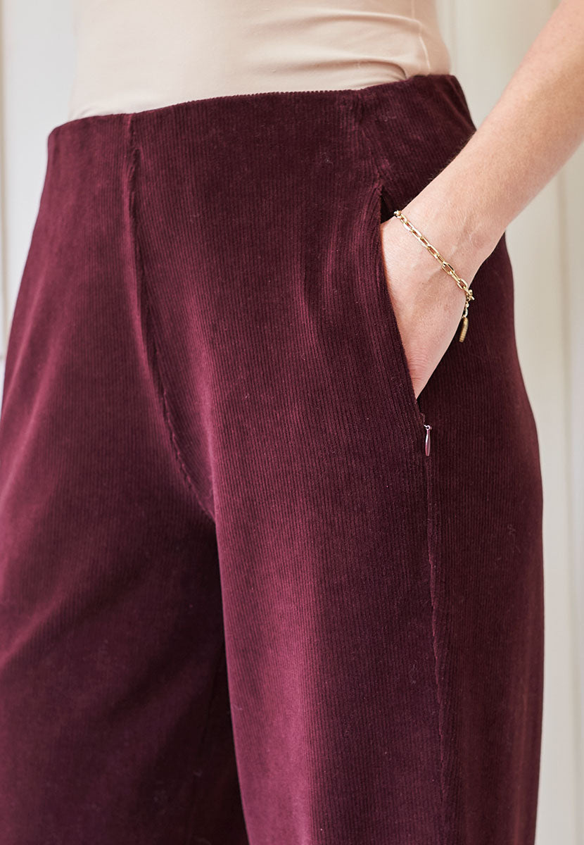 Fiona Cord Velour Trouser Berry Detail View