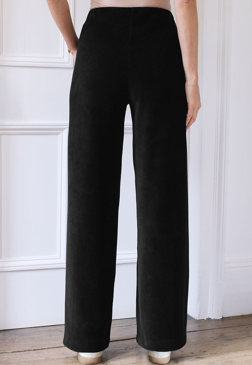 Fiona Cord Velour Trouser Black Back View