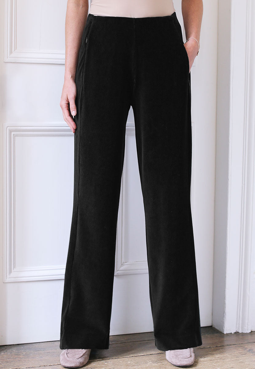 Fiona Cord Velour Trouser Black Alternative View