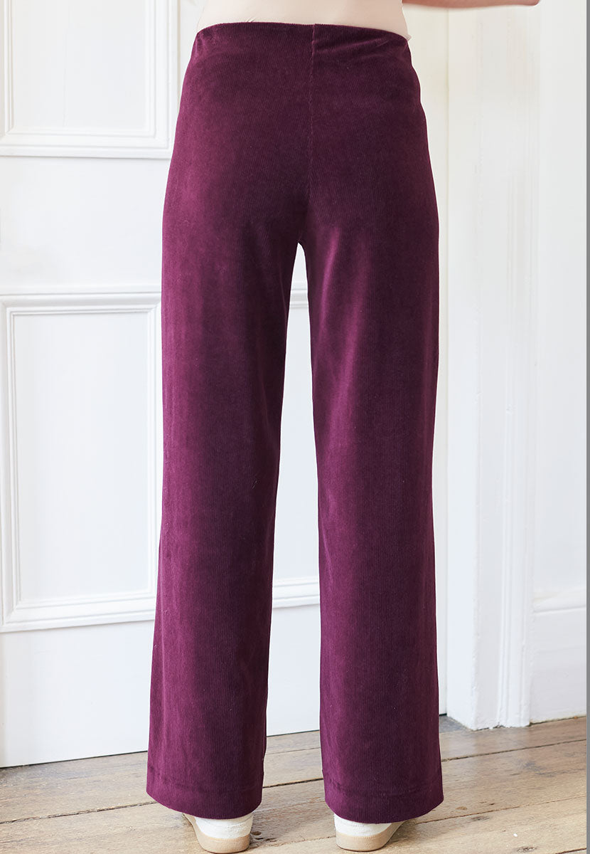 Fiona Cord Velour Trouser Plum Back View