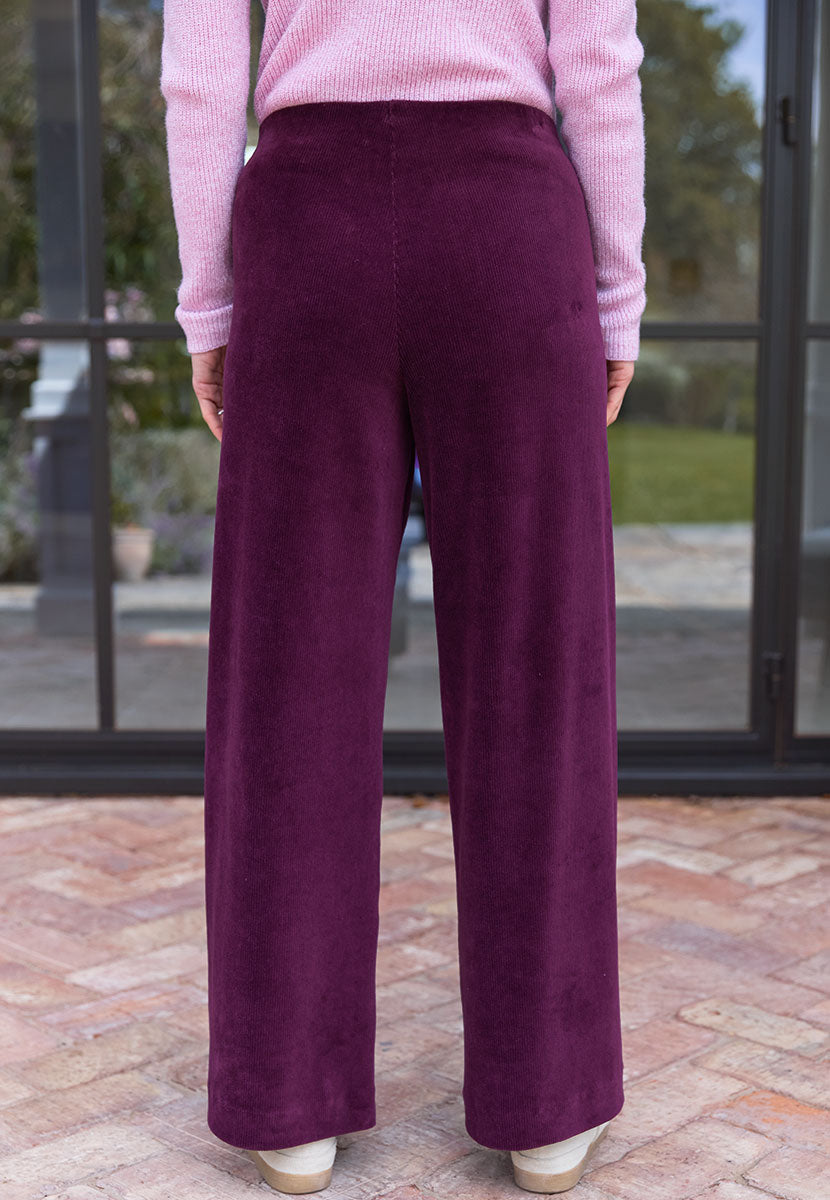 Fiona Wide Leg Trouser - Plum Back View