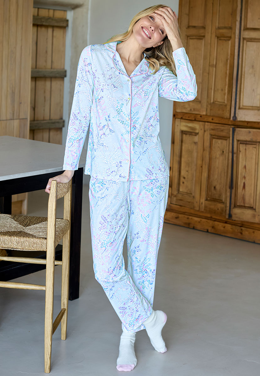 Fleur Long Sleeve Cotton Jersey Pyjama Set - San Severo Print