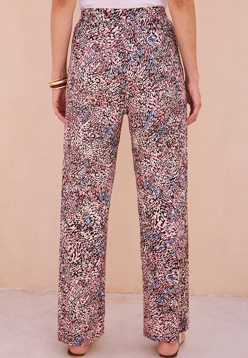 Frankie Wide Leg Pull on Trouser - Ortana Chocolate