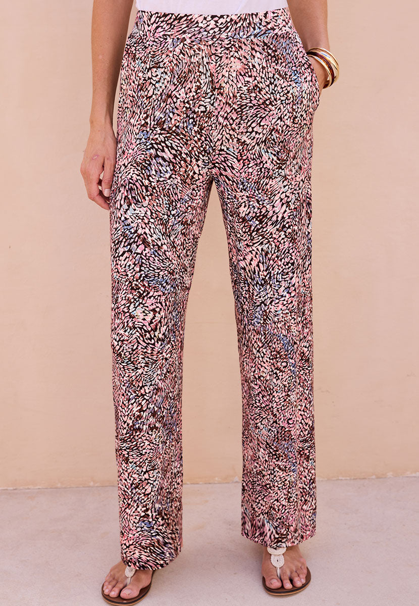 Frankie Wide Leg Pull on Trouser - Ortana Chocolate