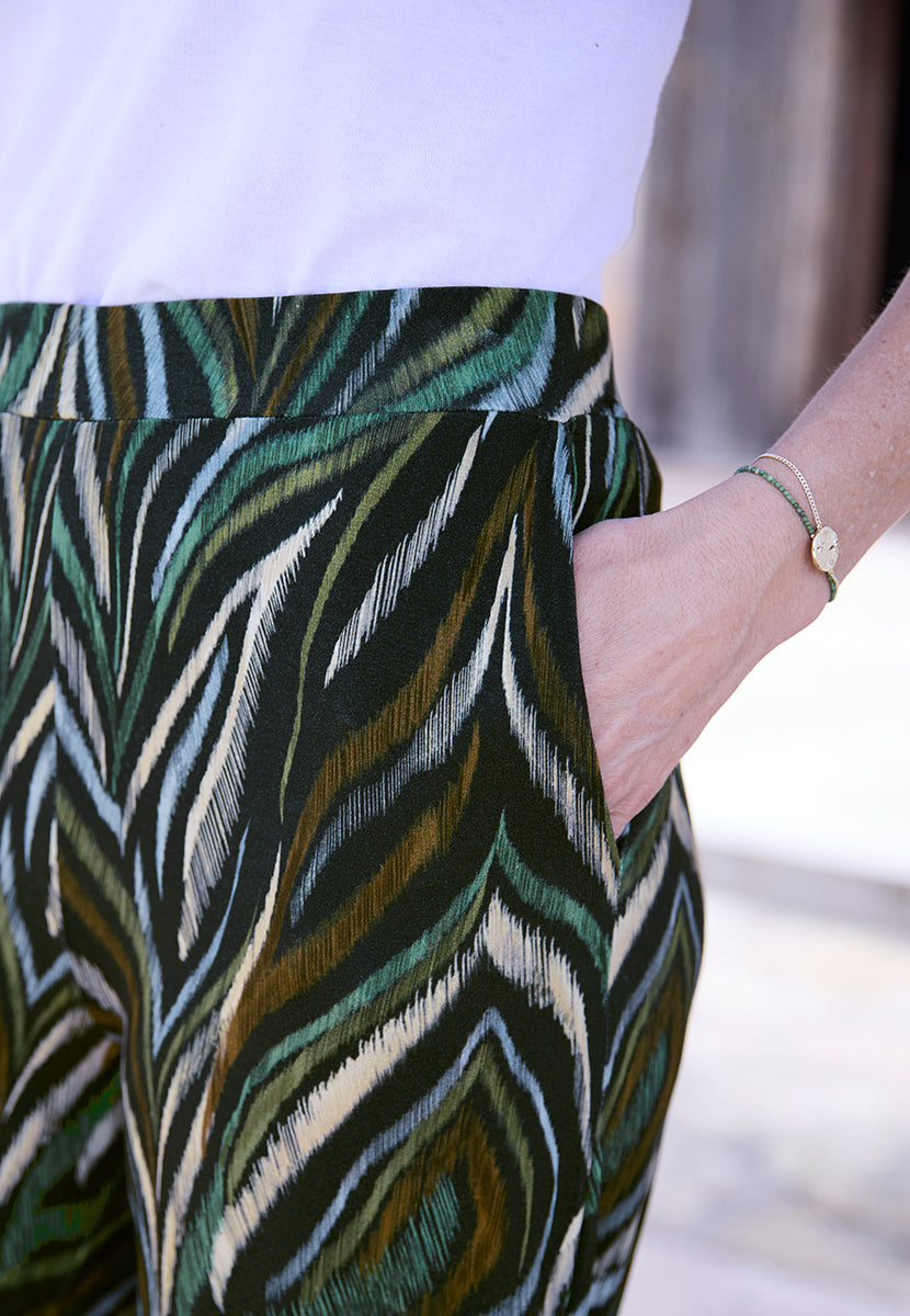 Frankie Wide Leg Pull on Trouser - Zabbar Print