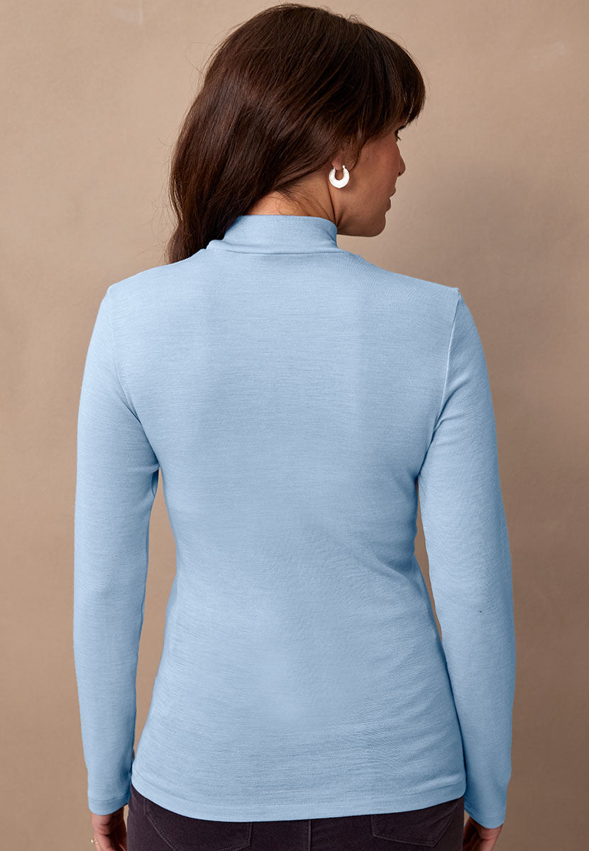Gaia Merino Top French Blue Back View