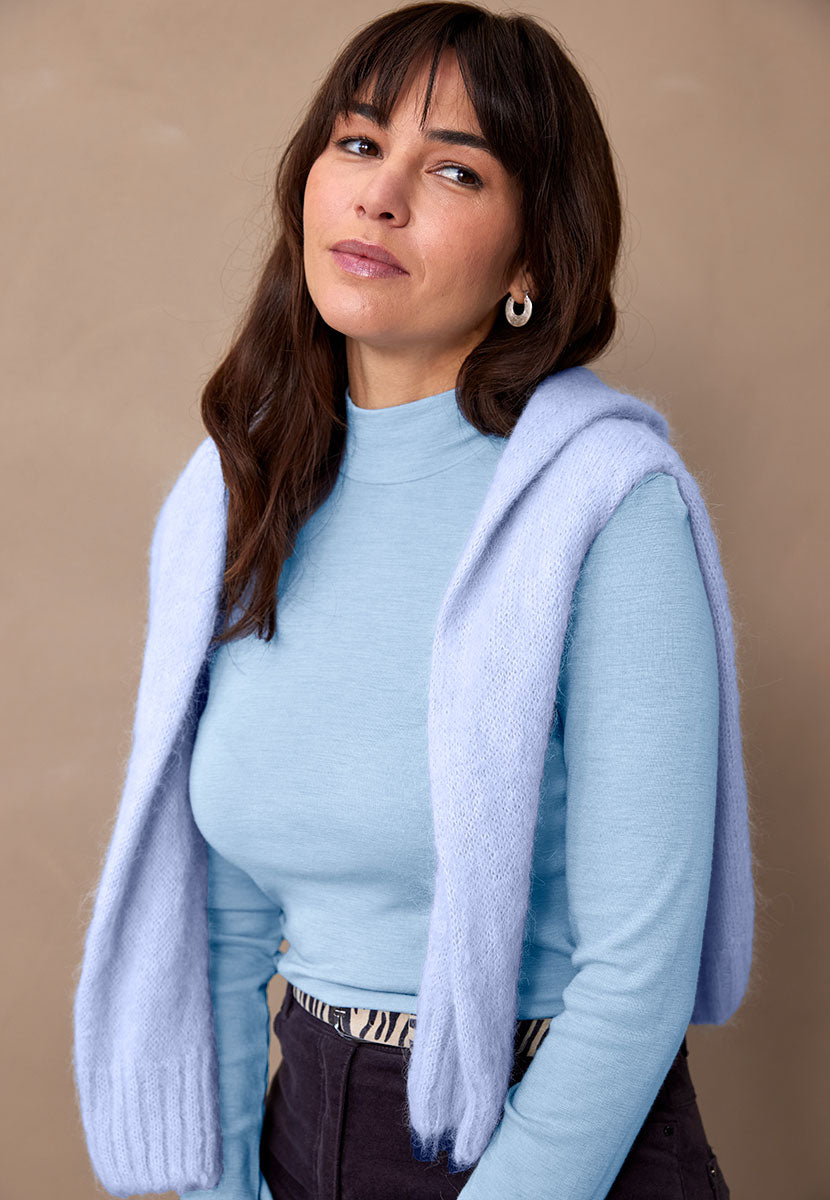 Gaia Merino Top French Blue Front Alternative View