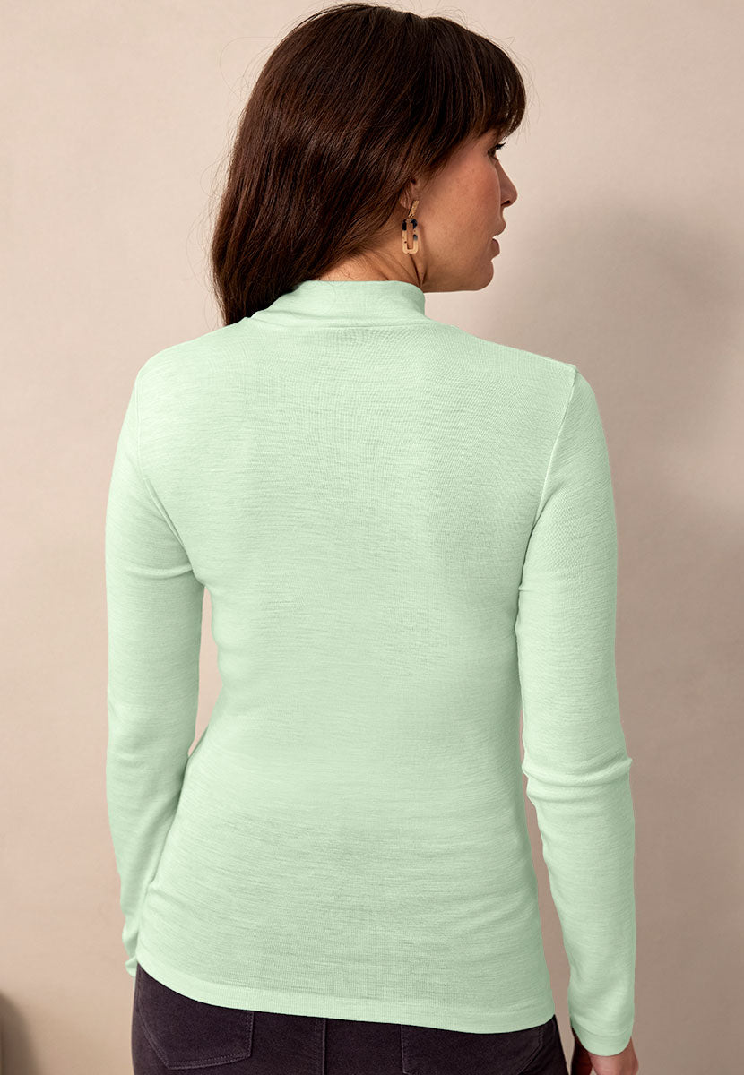 Gaia Merino Top Pale Mint Back View