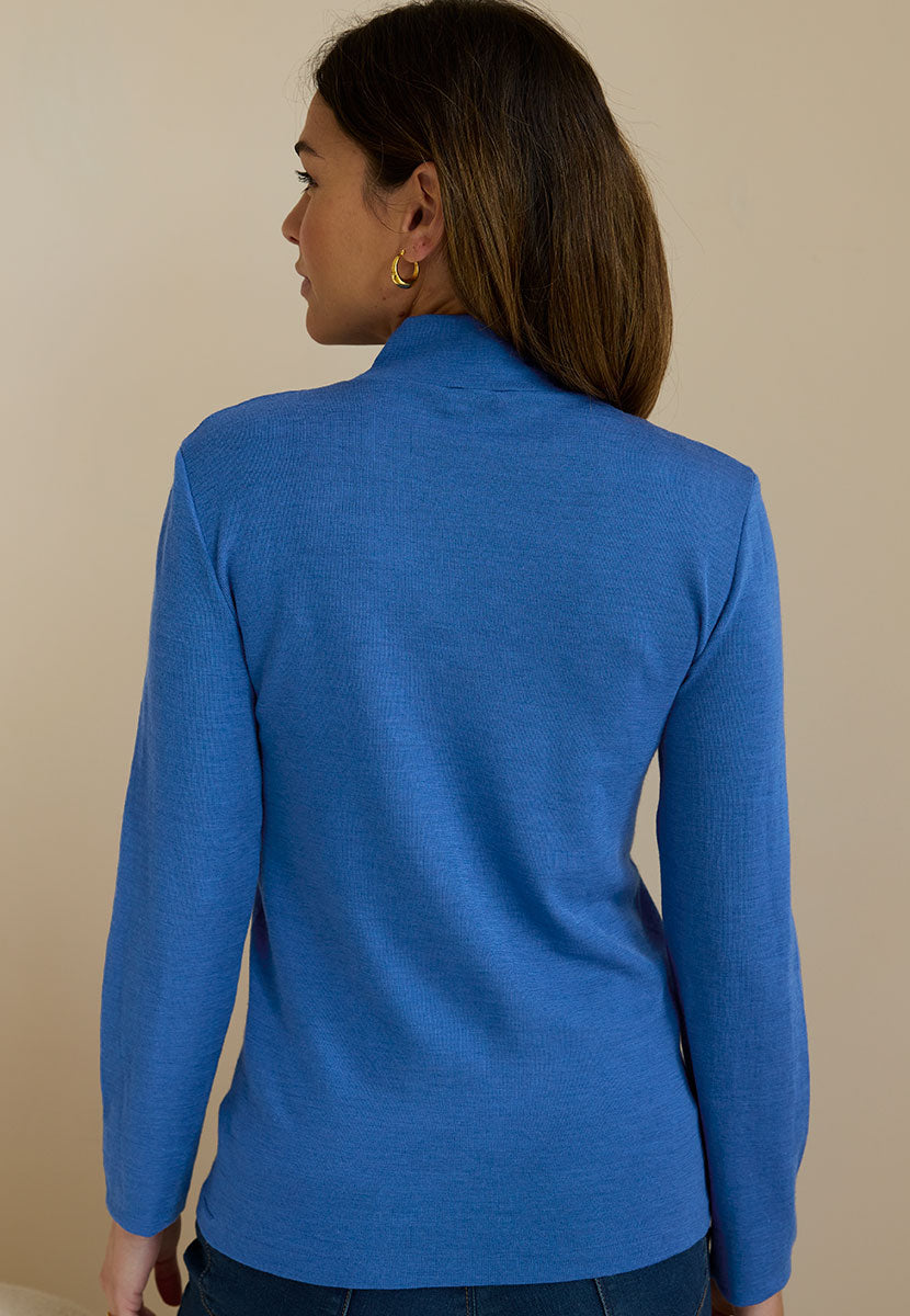 Gaia Turtle Neck - True Blue Back View