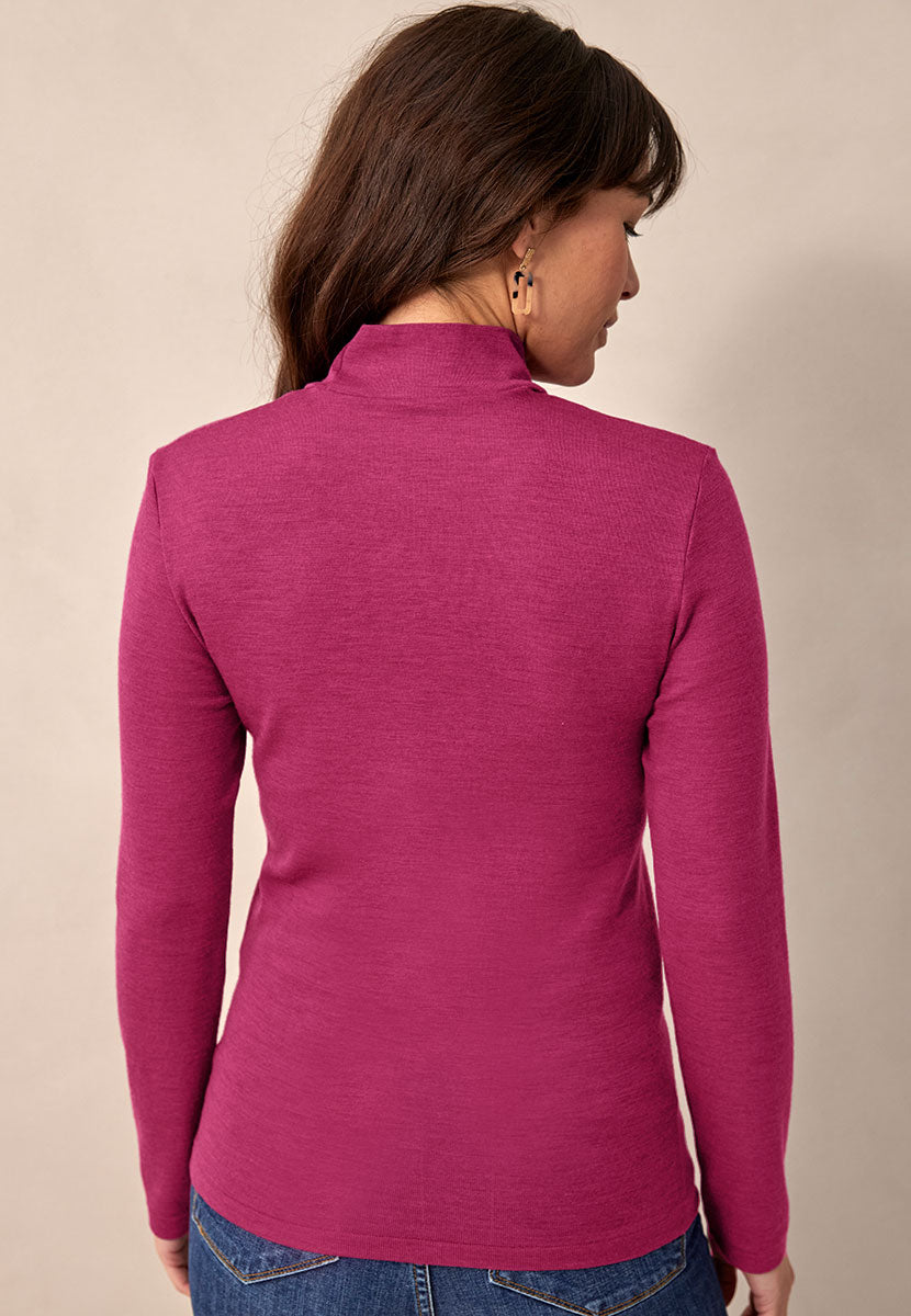 Gaia Merino Top Winter Raspberry Back View
