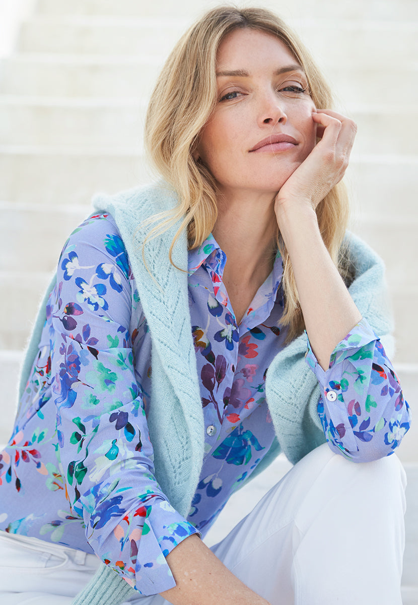 Georgia Long Sleeve Button Through Cotton Shirt - Bolseno Print