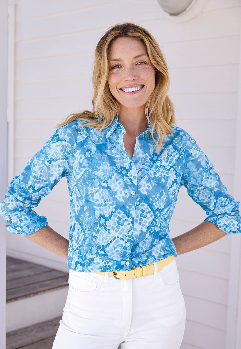 Georgia Long Sleeve Button Through Cotton Shirt - Veneta Print