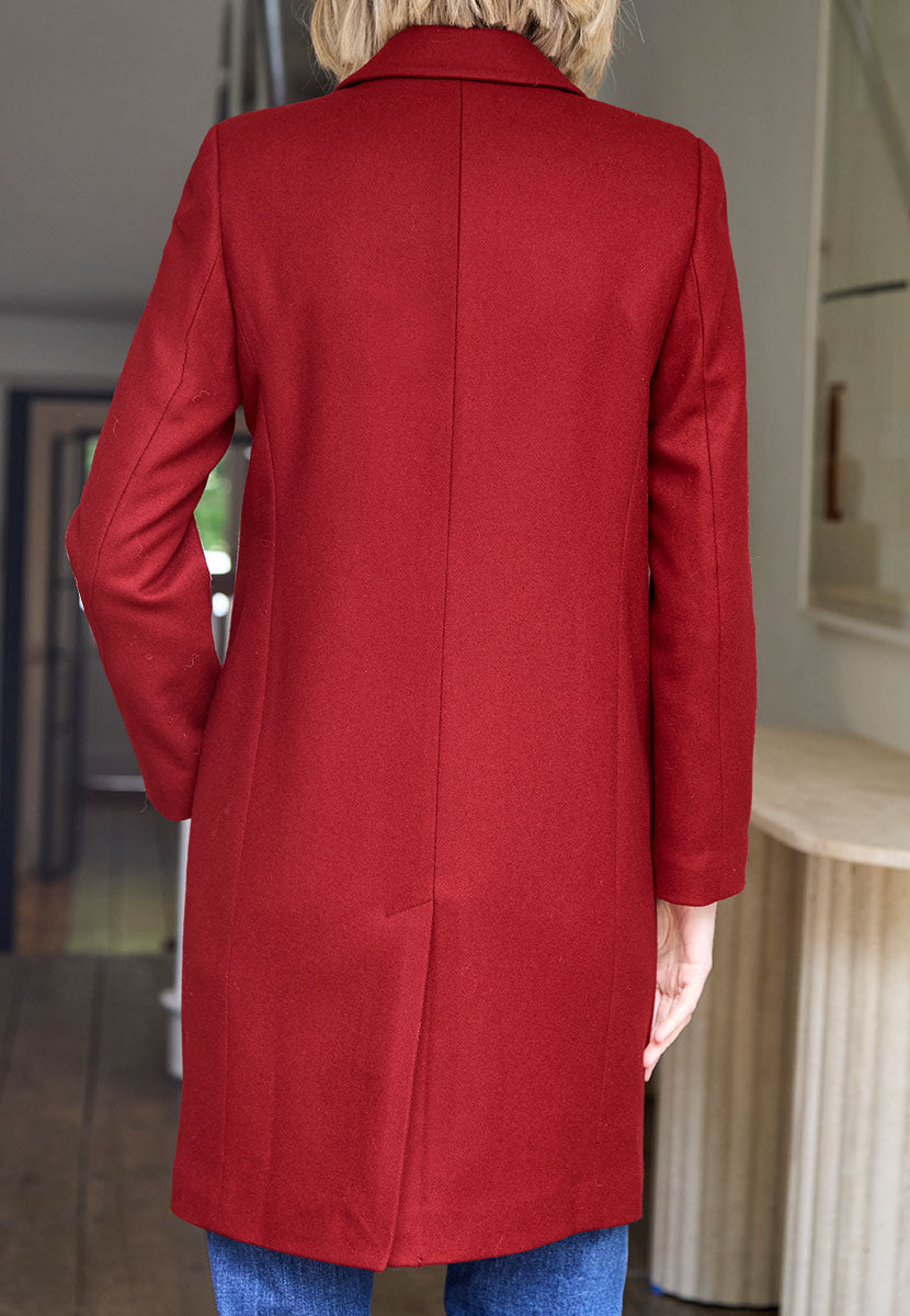 Georgie Tailored Coat - Winter Cherry Back View