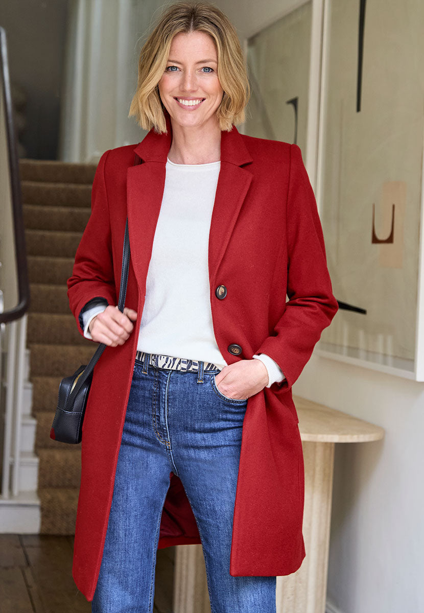 Georgie Tailored Coat - Winter Cherry Front View