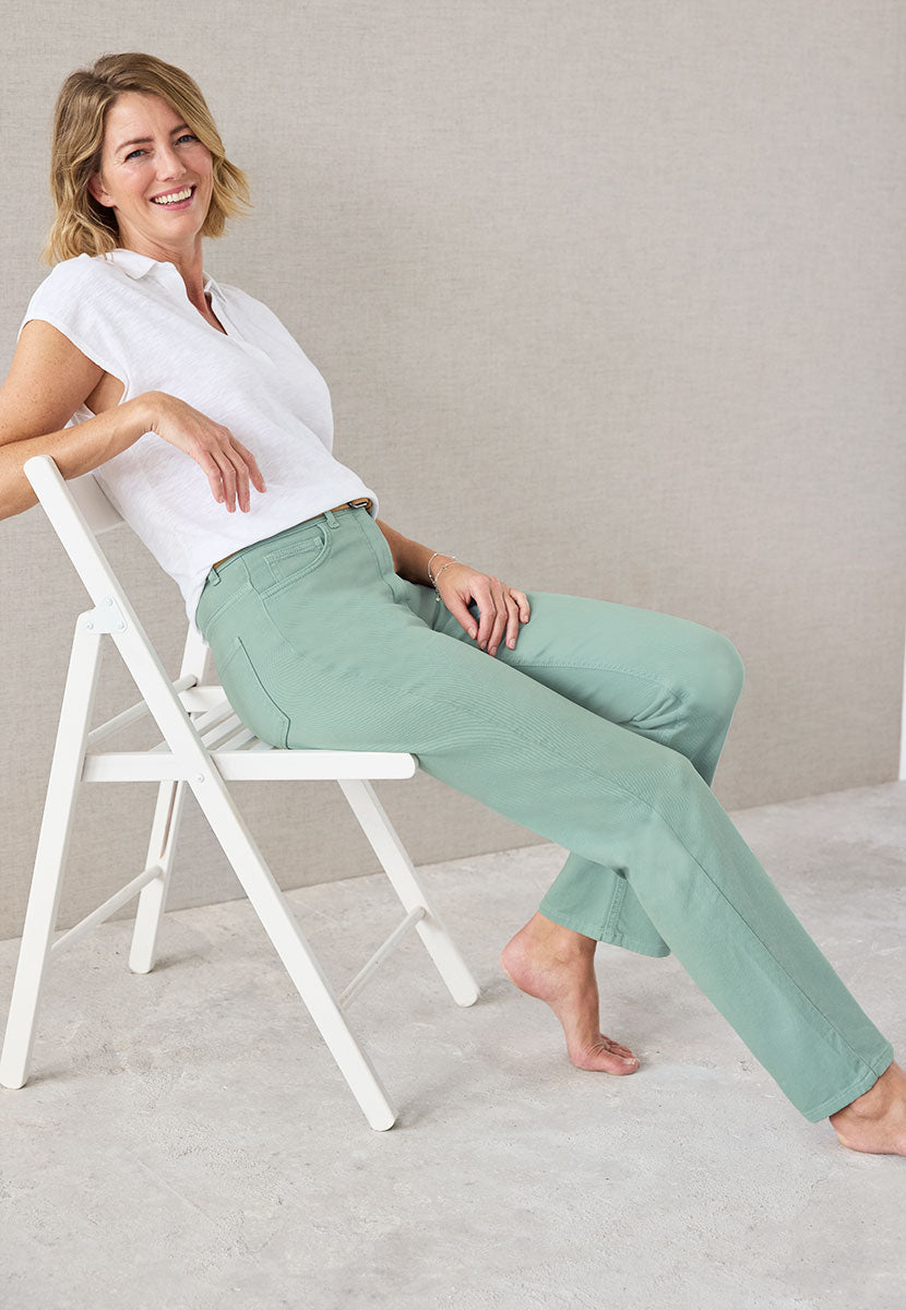 Gloria Straight Leg Jean - Sage Green