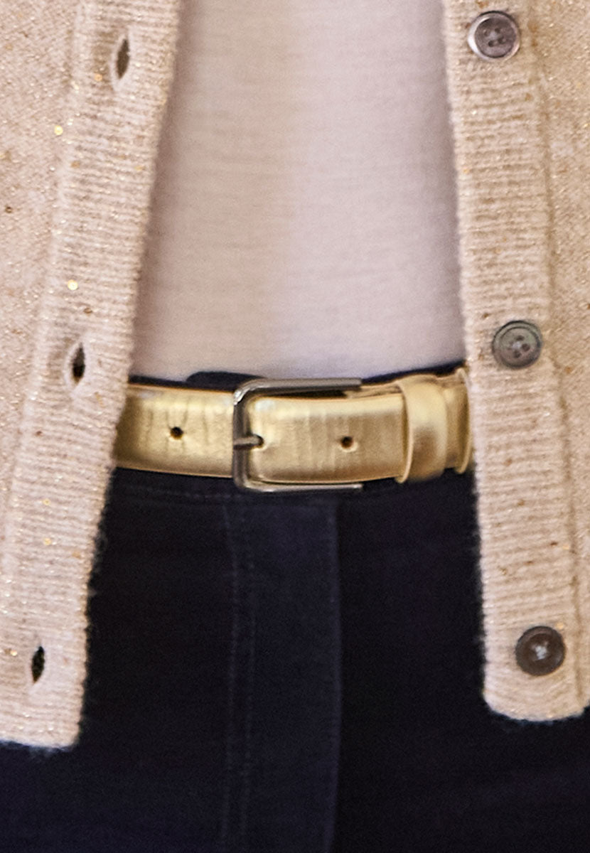 Leather Belt - Gold Metallic