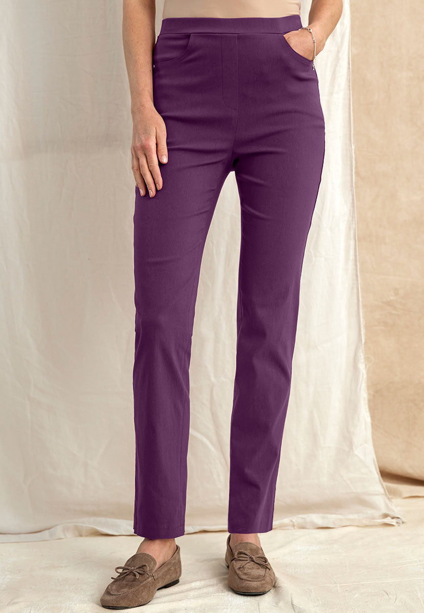 Hayley Easy Fit Slim Leg Trouser - Blackcurrant Front Alt View