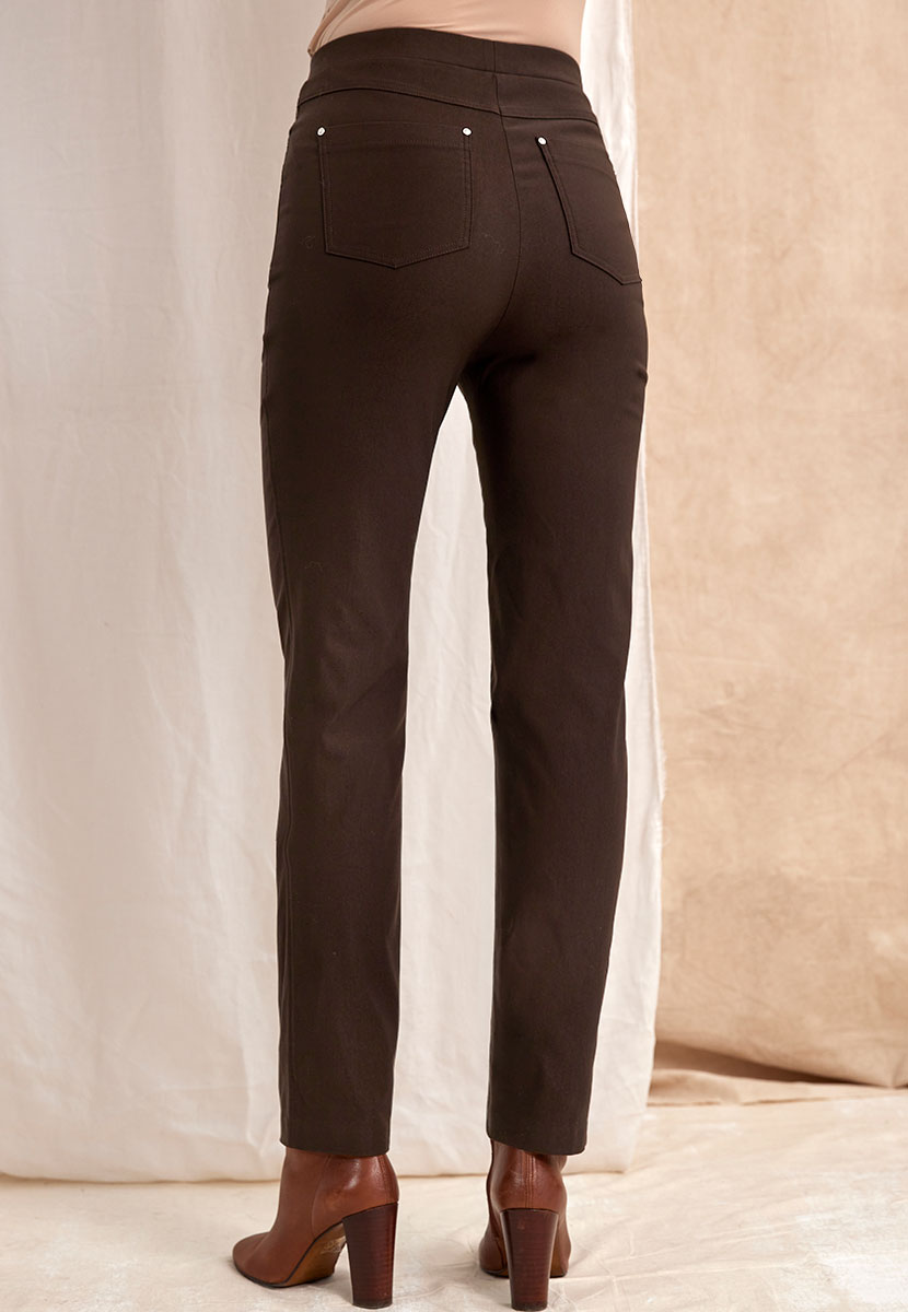Hayley Fleece Lined Trouser Chocolate Back View